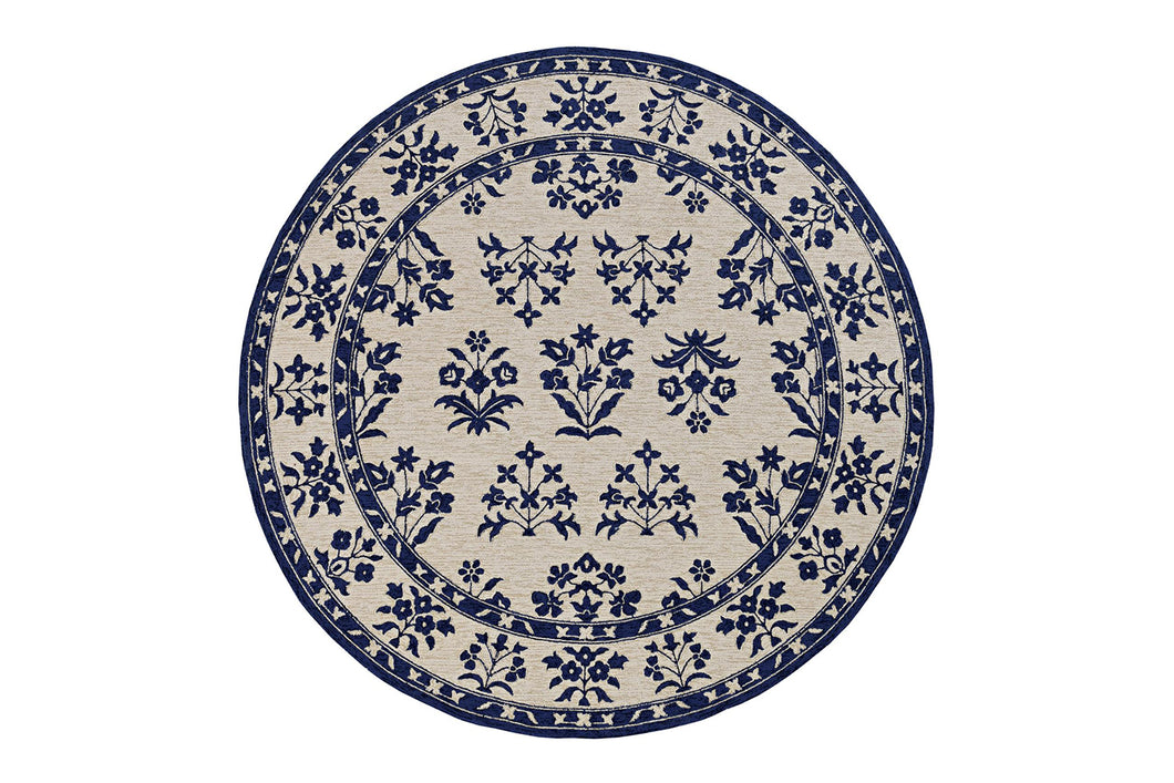 KAS Harbor Sand/Blue Haven Round Indoor/Outdoor Rug