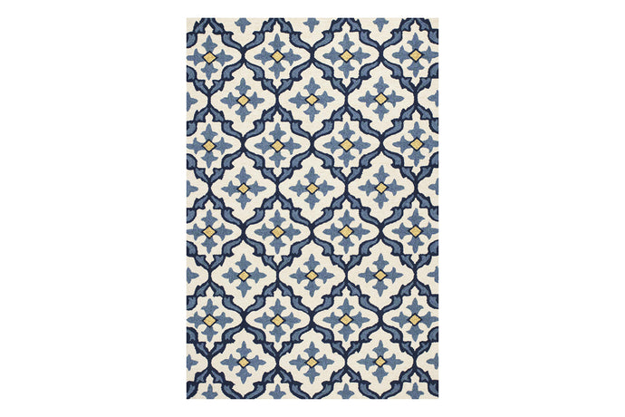 KAS Harbor Ivory/Blue Mosaic Indoor/Outdoor Rug