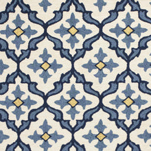 KAS Harbor Ivory/Blue Mosaic Round Indoor/Outdoor Rug