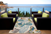 KAS Harbor Ivory/Teal Palms Indoor/Outdoor Rug