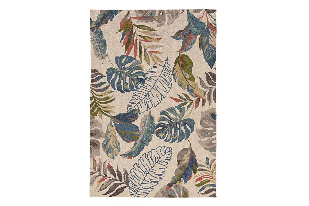 KAS Harbor Ivory/Teal Palms Indoor/Outdoor Rug