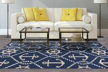 KAS Harbor Navy Marina Indoor/Outdoor Rug