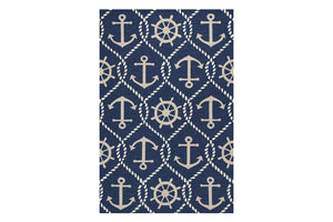 KAS Harbor Navy Marina Indoor/Outdoor Rug