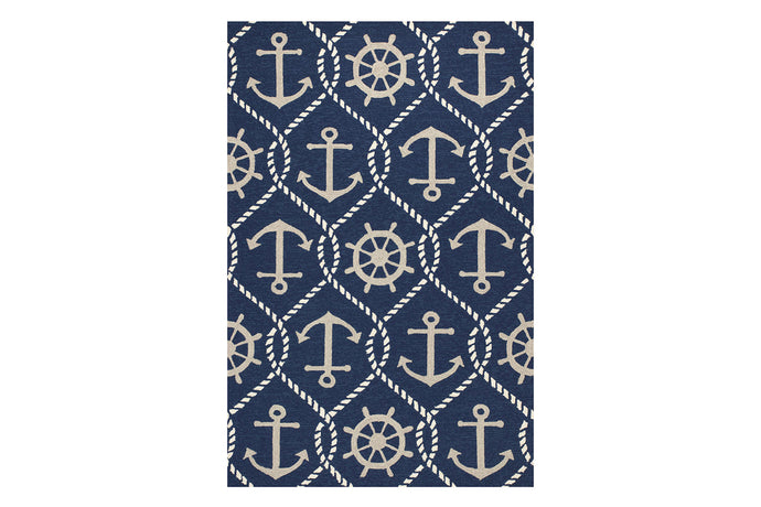 KAS Harbor Navy Marina Indoor/Outdoor Rug