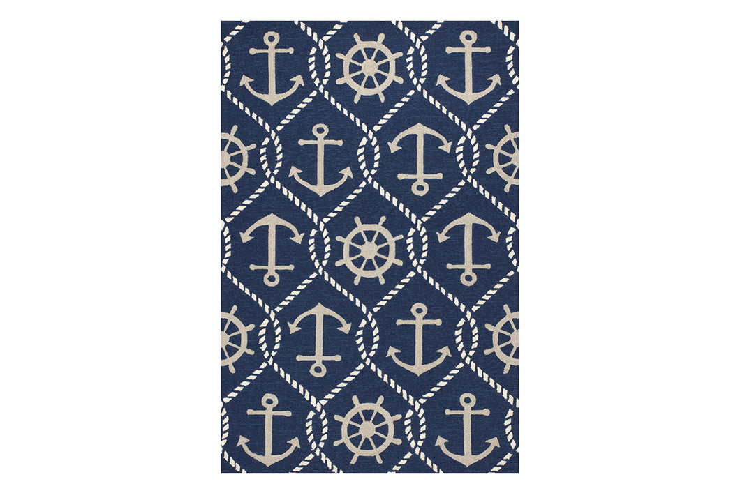 KAS Harbor Navy Marina Indoor/Outdoor Rug