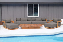 8 pc Hermosa Teak Deep Seating Deluxe Sofa with 72" Coffee Table. Sunbrella Cushion
