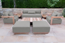 8 pc Hermosa Teak Deep Seating Loveseat 49" Coffee Table. Sunbrella Cushion
