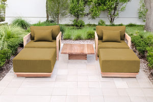 5 pc Hermosa Teak Club Chair Chat Group. Sunbrella Cushion.