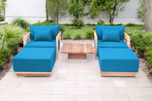 5 pc Hermosa Teak Club Chair Chat Group. Sunbrella Cushion.