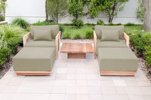 5 pc Hermosa Teak Club Chair Chat Group. Sunbrella Cushion.