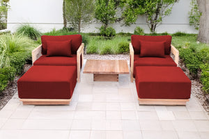 5 pc Hermosa Teak Club Chair Chat Group. Sunbrella Cushion.