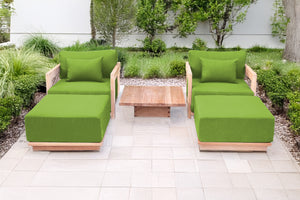5 pc Hermosa Teak Club Chair Chat Group. Sunbrella Cushion.