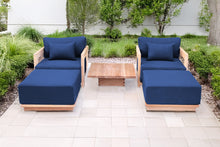 5 pc Hermosa Teak Club Chair Chat Group. Sunbrella Cushion.