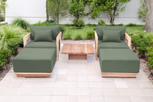 5 pc Hermosa Teak Club Chair Chat Group. Sunbrella Cushion.