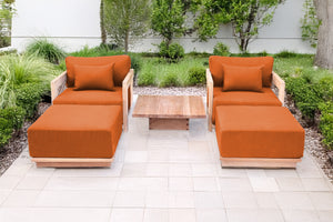 5 pc Hermosa Teak Club Chair Chat Group. Sunbrella Cushion.