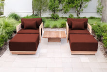 5 pc Hermosa Teak Club Chair Chat Group. Sunbrella Cushion.