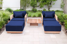 5 pc Hermosa Teak Club Chair Chat Group. Sunbrella Cushion.