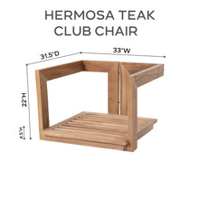 5 pc Hermosa Teak Club Chair Chat Group. Sunbrella Cushion.