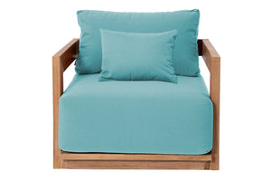 8 pc Hermosa Teak Deep Seating Deluxe Sofa with 72" Coffee Table. Sunbrella Cushion