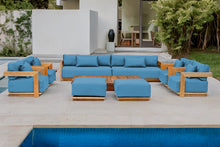 10 pc Hermosa Teak Deep Seating Deluxe Sofa with 72" Coffee Table. Sunbrella Cushion
