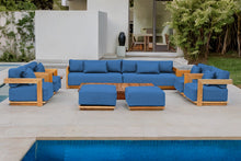 10 pc Hermosa Teak Deep Seating Deluxe Sofa with 72" Coffee Table. Sunbrella Cushion