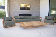 4 pc Hermosa Teak Deep Seating Deluxe Sofa with 72" Coffee Table. Sunbrella Cushion
