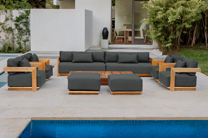 10 pc Hermosa Teak Deep Seating Deluxe Sofa with 72