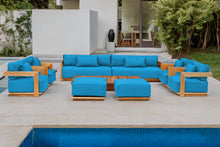 10 pc Hermosa Teak Deep Seating Deluxe Sofa with 72" Coffee Table. Sunbrella Cushion