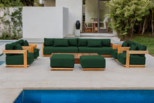 10 pc Hermosa Teak Deep Seating Deluxe Sofa with 72" Coffee Table. Sunbrella Cushion