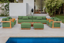10 pc Hermosa Teak Deep Seating Deluxe Sofa with 72" Coffee Table. Sunbrella Cushion