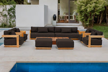 10 pc Hermosa Teak Deep Seating Deluxe Sofa with 72" Coffee Table. Sunbrella Cushion