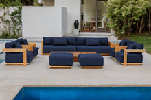 10 pc Hermosa Teak Deep Seating Deluxe Sofa with 72" Coffee Table. Sunbrella Cushion
