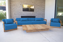4 pc Hermosa Teak Deep Seating Deluxe Sofa with 72" Coffee Table. Sunbrella Cushion