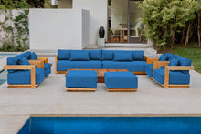10 pc Hermosa Teak Deep Seating Deluxe Sofa with 72" Coffee Table. Sunbrella Cushion