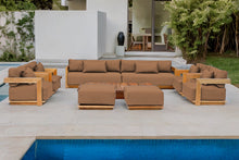 10 pc Hermosa Teak Deep Seating Deluxe Sofa with 72" Coffee Table. Sunbrella Cushion