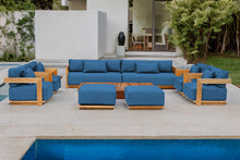 10 pc Hermosa Teak Deep Seating Deluxe Sofa with 72" Coffee Table. Sunbrella Cushion