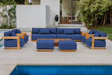 10 pc Hermosa Teak Deep Seating Deluxe Sofa with 72" Coffee Table. Sunbrella Cushion