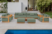 10 pc Hermosa Teak Deep Seating Deluxe Sofa with 72" Coffee Table. Sunbrella Cushion