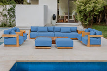 10 pc Hermosa Teak Deep Seating Deluxe Sofa with 72" Coffee Table. Sunbrella Cushion