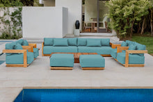 10 pc Hermosa Teak Deep Seating Deluxe Sofa with 72" Coffee Table. Sunbrella Cushion