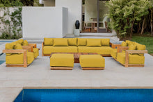 10 pc Hermosa Teak Deep Seating Deluxe Sofa with 72" Coffee Table. Sunbrella Cushion