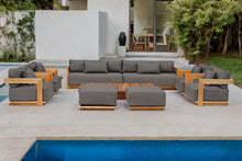 10 pc Hermosa Teak Deep Seating Deluxe Sofa with 72" Coffee Table. Sunbrella Cushion