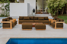 10 pc Hermosa Teak Deep Seating Deluxe Sofa with 72" Coffee Table. Sunbrella Cushion