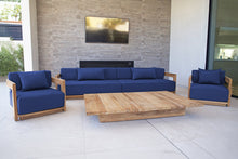 4 pc Hermosa Teak Deep Seating Deluxe Sofa with 72" Coffee Table. Sunbrella Cushion