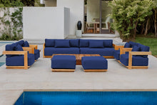 10 pc Hermosa Teak Deep Seating Deluxe Sofa with 72" Coffee Table. Sunbrella Cushion