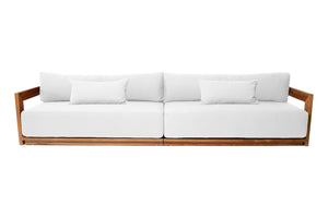 8 pc Hermosa Teak Deep Seating Deluxe Sofa with 72" Coffee Table. Sunbrella Cushion