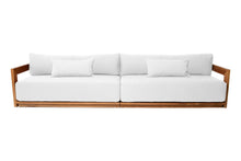 10 pc Hermosa Teak Deep Seating Deluxe Sofa with 72" Coffee Table. Sunbrella Cushion