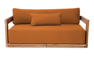 Hermosa Teak Outdoor Loveseat. Sunbrella Cushion