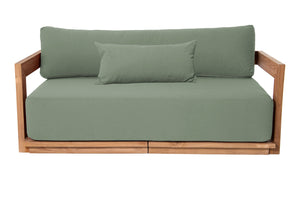 Hermosa Teak Outdoor Loveseat. Sunbrella Cushion