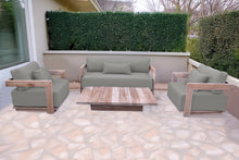 4 pc Hermosa Teak Deep Seating Loveseat 49" Coffee Table. Sunbrella Cushion